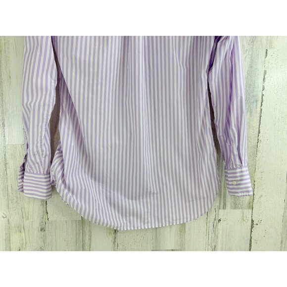 Ann Mashburn Boyfriend Shirt Sz M Lavender White Stripe Button Down - Picture 14 of 16